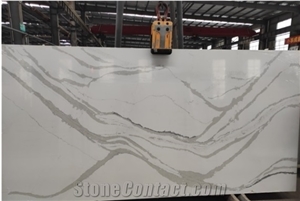 Calacatta White Artificial Stone Quartz Polished Wall Slabs