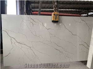 China Calacatta White Artificial Stone Quartz Polished Slabs