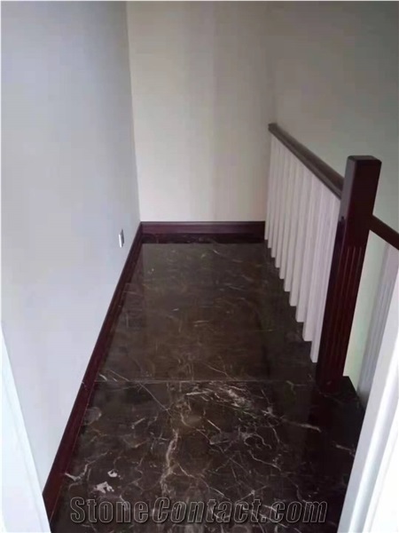 China Dark Emperador Marble Brown Polished Stair Treads