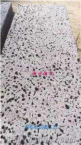 Chinese Hainan Black Basalt Honed Hole Stone Slabs & Tiles