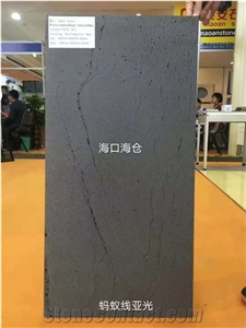 Chinese Hainan Black Basalt Leather Hole Stone Slabs & Tiles