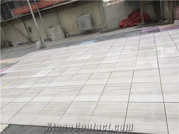 Chinese White Wood Grain Marble Polished Big Slabs & Tiles