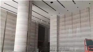 Chinese White Wood Grain Marble Polished Wall Cladding Tiles
