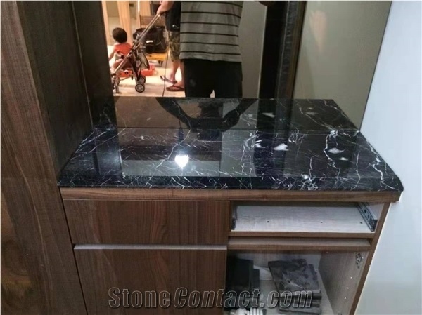 Italy Black Marble Polished Custom Countertops & Islads Top