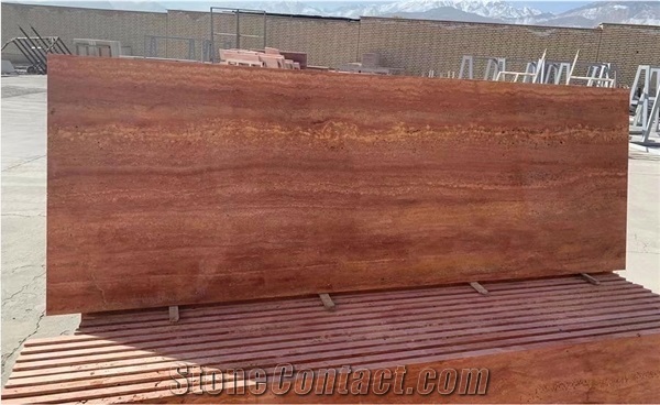 Red Travertine Polished Wall Slabs & Floor Tiles