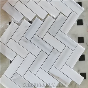 Oriental White Marble Mosaic Bathroom Floor Tile
