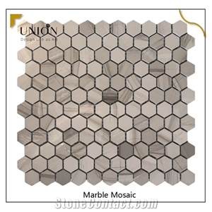 1 Inch Hexagon Marble Mosaic Tile Polished Backsplash Tiles