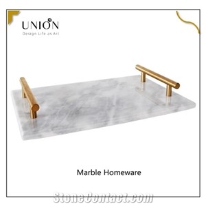 2021 New Design Marble Tray Jewelry Plate with Handles