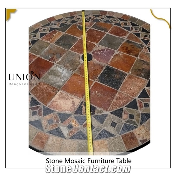 24 Inch Round Mosaic Outdoor Garden Tile Top Tables Chairs