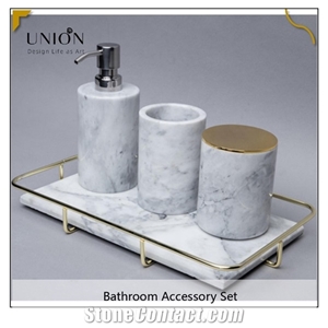 5 Pcs Marble Imitated Resin Bathroom Vanity Accessories Sets