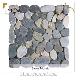 Beige Oyster Stone Pebble Tangent Plane Mosaic Decoras Tile