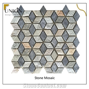 Beige Oyster Stone Pebble Tangent Plane Mosaic Decoras Tile
