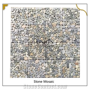 Beige Yellow Slate Pattern Mosaic Pebble Shape