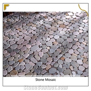 Beige Yellow Slate Pattern Mosaic Pebble Shape