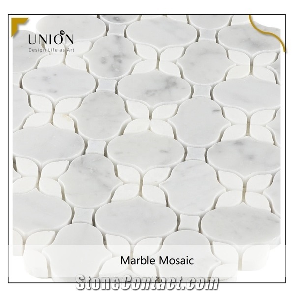 Besdor Italian Bianco Carrara White Flower Design Art Mosaic