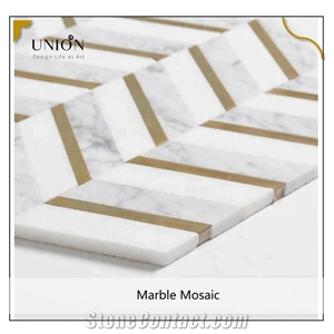 Besdor Italian Bianco Carrara White with Metal Arrow Mosaic