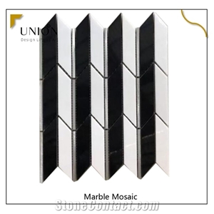 Black and White Marble Arrow Pattern Mixed Color Mosaic Tile