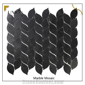 Black Marble Leaves Shape Are Mosaic Tiles for Wall Decors