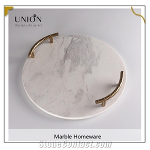 Black Marble Wholesale Acrylic Serving Tray with Gold Handle