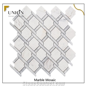 Carrara White Italy Basketweave Twisted Rope Pattern Mosaic