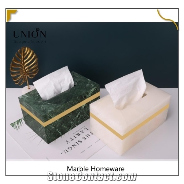 Creative Home Bath Set White Marble Stone Tissue Box Holder