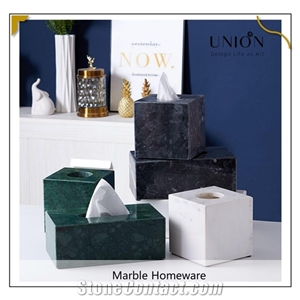 Creative Home Bath Set White Marble Stone Tissue Box Holder