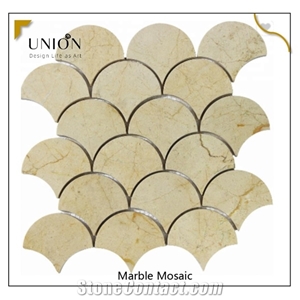 Crema Marfil Sector Pattern Mosaic Wall Tiles for Home Deco