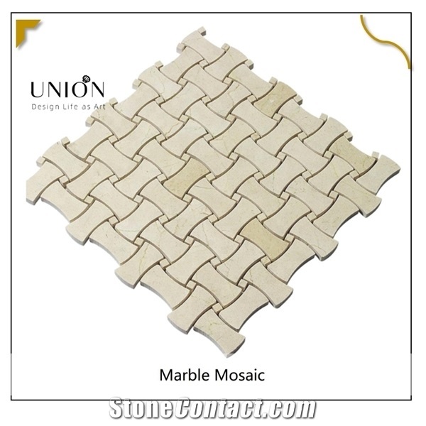 Crema Marfil Weave Pattern Design Mosaic Tiles for Home Deco