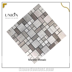 Dark Grey Wooden Marble Mosaic Tiles French Pattern Design