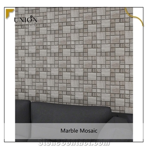 Dark Grey Wooden Marble Mosaic Tiles French Pattern Design