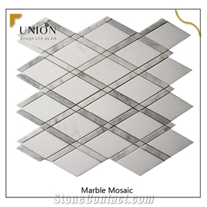Diamond-Shaped White Mosaic Tile Polished Pack Of 5 Sqft