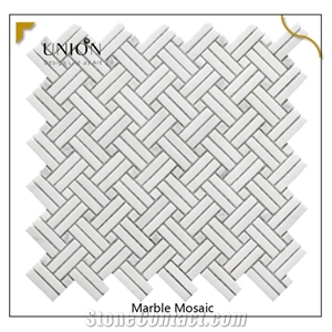 Diflart Carrara White Carrera Marble Basketweave Mosaic Tile