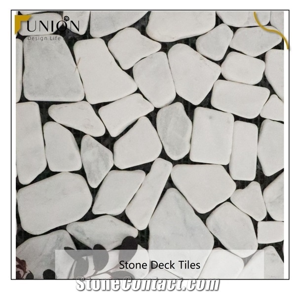Diy Floor Outdoor Patio Tile Stone White Chips Deck Tiles