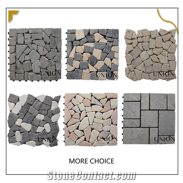 Diy Floor Outdoor Patio Tile Stone White Chips Deck Tiles