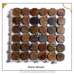 High Quality Wall Decoration Stone Mosaic Brown Natural