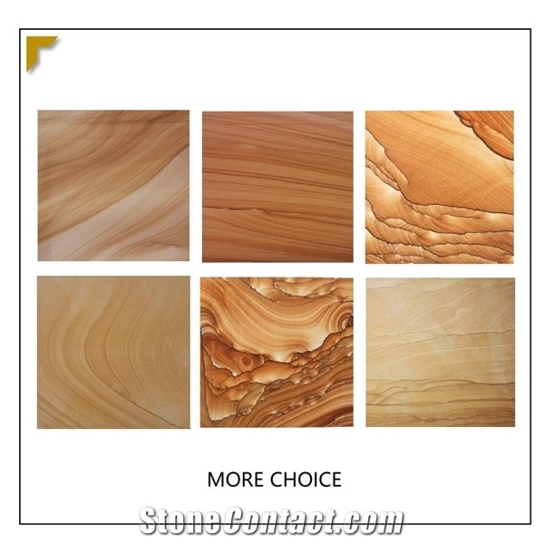 Honed Mushroom Surface Wooden Yellow Sandstone Tiles