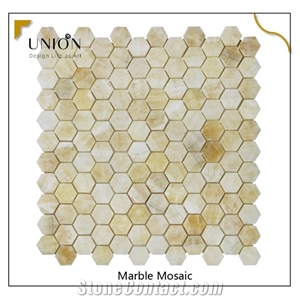 Honey Onyx Marble Yellow White Mosaic Honeycomb Mosaic