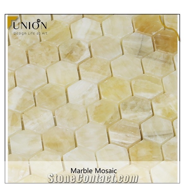Honey Onyx Marble Yellow White Mosaic Honeycomb Mosaic