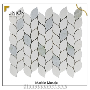 Kitchen Mosaic White Leaves Marble Tiles Natural Wall Tiles