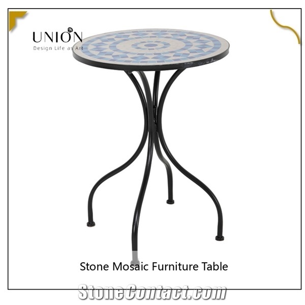 Mosaic Bistro Table Set Stone Furniture for All Weather