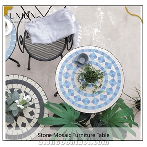 Mosaic Bistro Table Set Stone Furniture for All Weather
