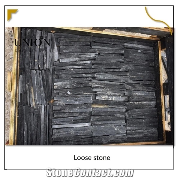 Natural Black Diy Loose Stone Wall Cladding for Building