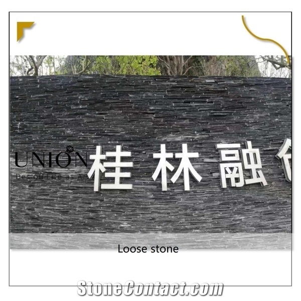 Natural Black Diy Loose Stone Wall Cladding for Building
