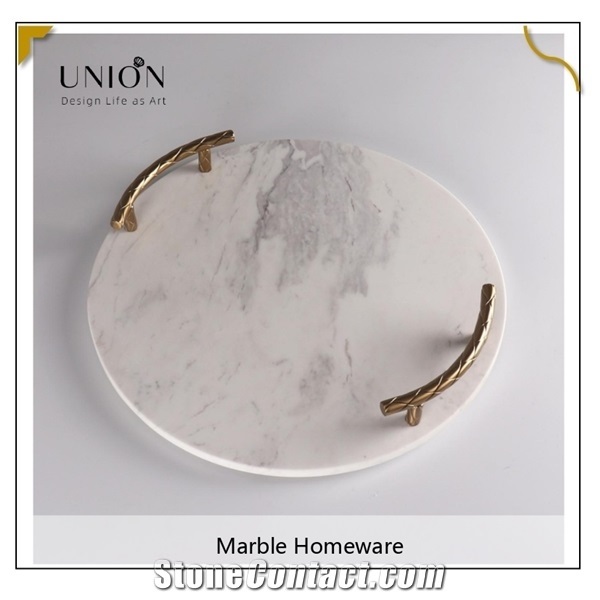 Natural Marble Slab Luxury Food Tray Decoration Interior