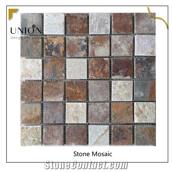 Natural Rusty Yellow Slate Stone Mosaic Homedeco Mosaic