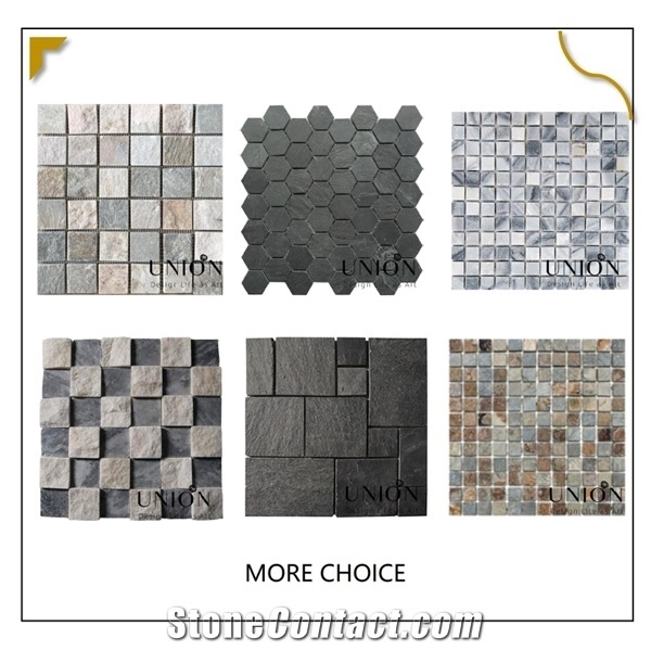 Natural Small Size Square Pieces Stone Slate Mosaic Black