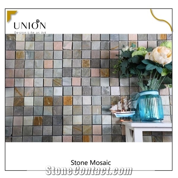 Natural Stone Mosaic Tile Beige Slate Bathroom Mosaic Tiles