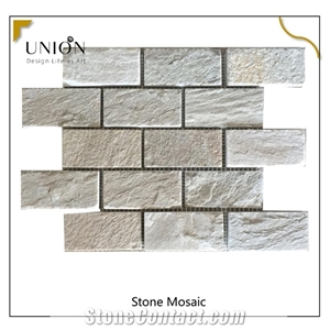 Natural Stone Mosaic Tile Yellow Slate Mosaic for Wall Decor