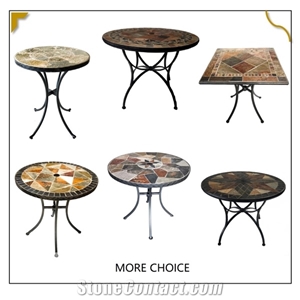 Outdoor Furniture Metal and Mosaic Tile Stone Coffee Table
