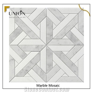 Square Cross Pattern Design Blacksplash Mosaic Tiles Polish